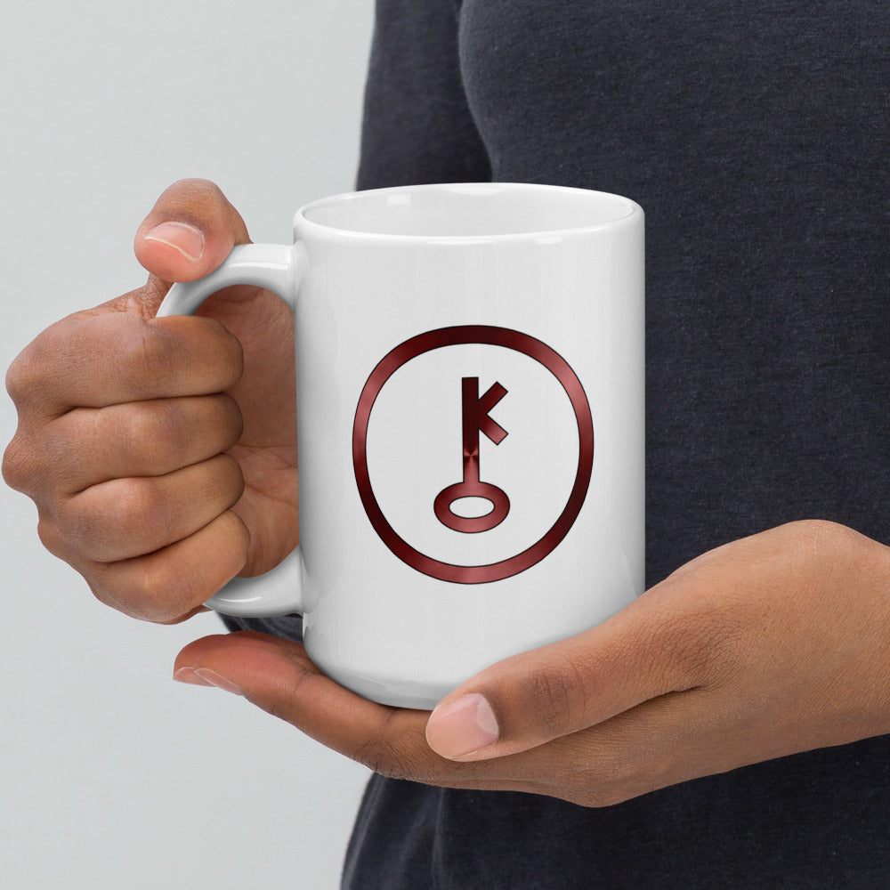 Metallic Zodiac Circle - Crimson Chiron - White glossy mug