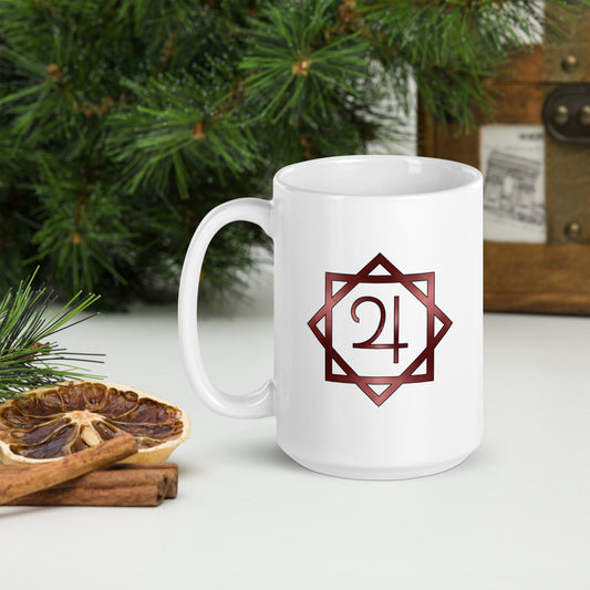 Metallic Zodiac Double-Box - Crimson Jupiter - White glossy mug