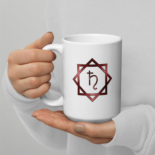 Metallic Zodiac Double-Box - Crimson Saturn - White glossy mug