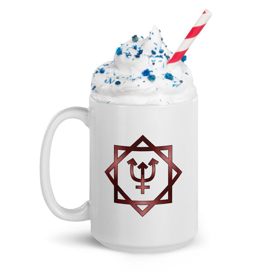 Metallic Zodiac Double-Box - Crimson Neptune - White glossy mug