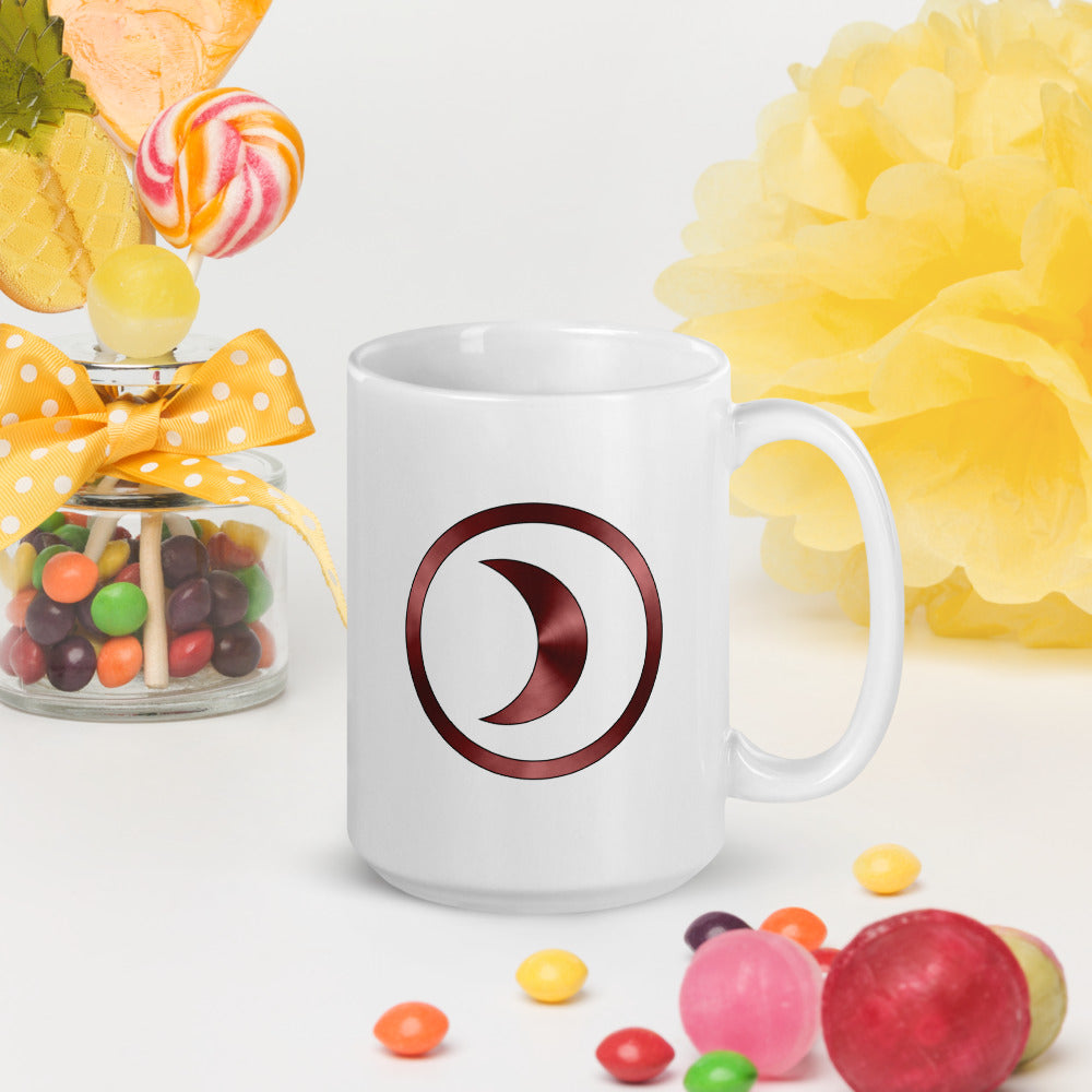 Metallic Zodiac Circle - Crimson Moon - White glossy mug