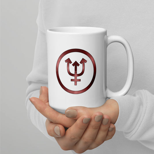Metallic Zodiac Circle - Crimson Neptune - White glossy mug