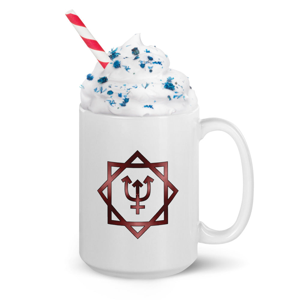 Metallic Zodiac Double-Box - Crimson Neptune - White glossy mug