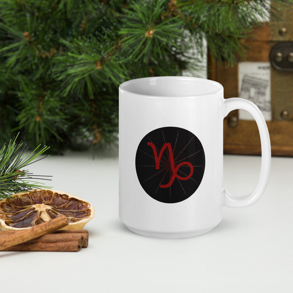 Dark Tredecim - Circle - Capricorn - White glossy mug