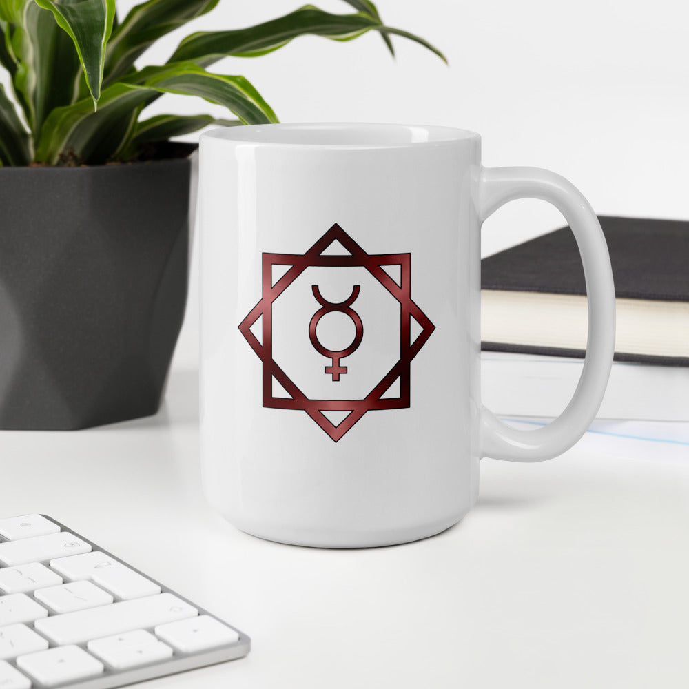 Metallic Zodiac Double-Box - Crimson Mercury - White glossy mug