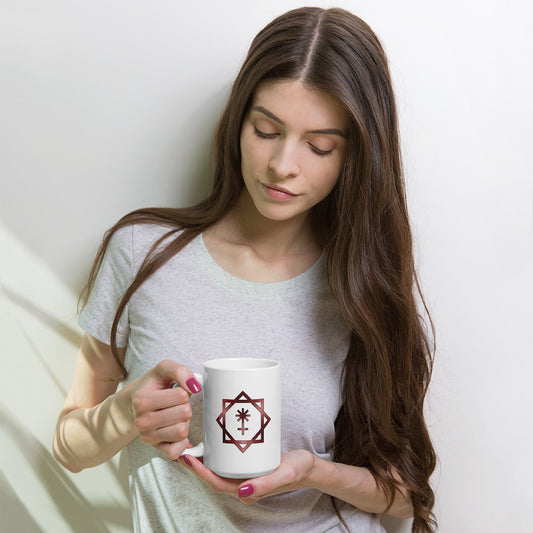 Metallic Zodiac Double-Box - Crimson Juno - White glossy mug