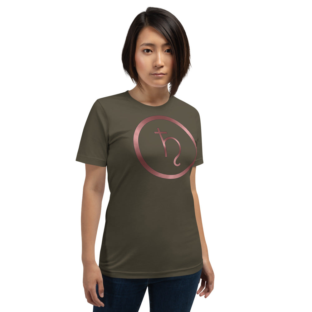 Metallic Zodiac Circle - Crimson Saturn - Short-sleeve unisex t-shirt