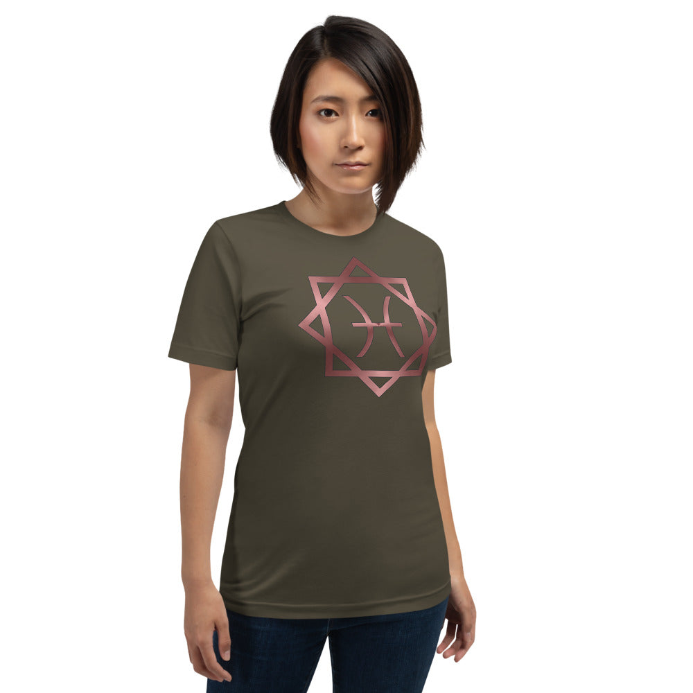 Metallic Zodiac Double-Box - Crimson Pisces - Short-sleeve unisex t-shirt