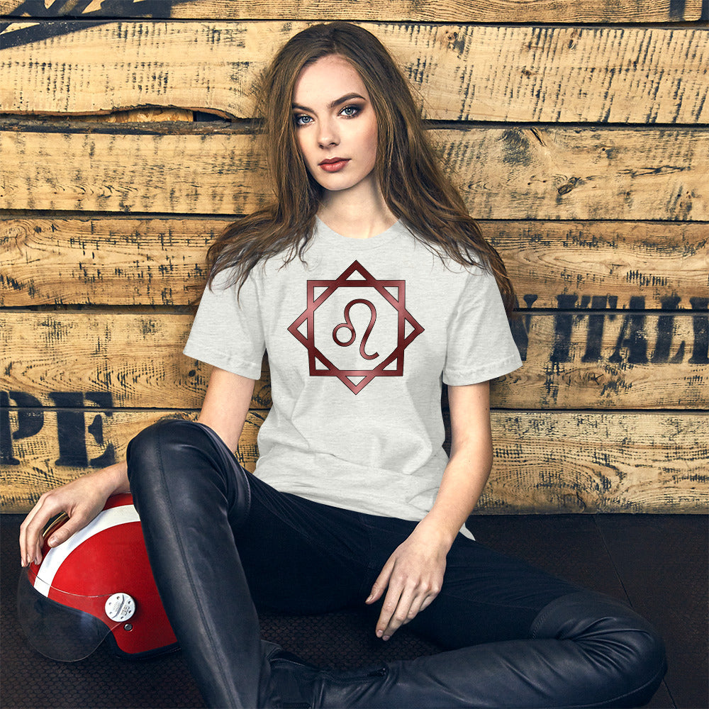 Metallic Zodiac Double-Box - Crimson Leo - Short-sleeve unisex t-shirt