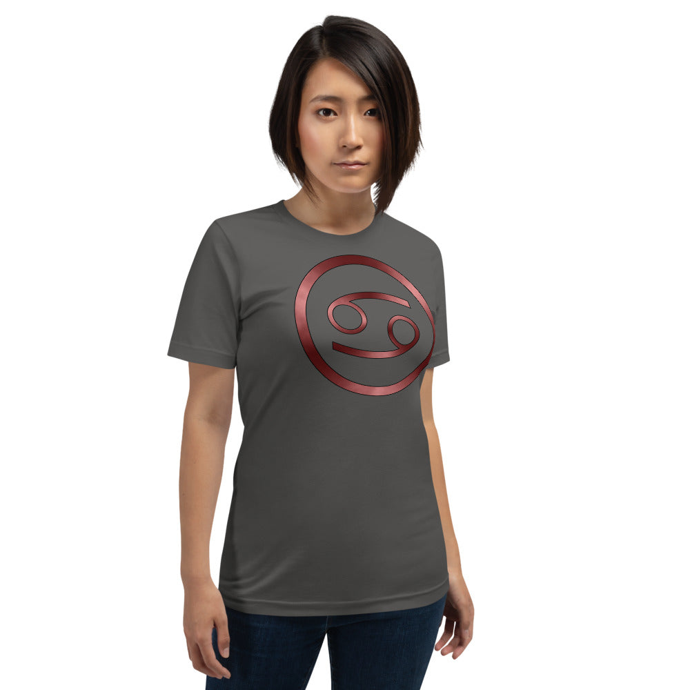 Metallic Zodiac Circle - Crimson Cancer - Short-sleeve unisex t-shirt