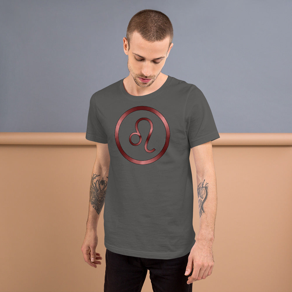 Metallic Zodiac Circle - Crimson Leo - Short-sleeve unisex t-shirt