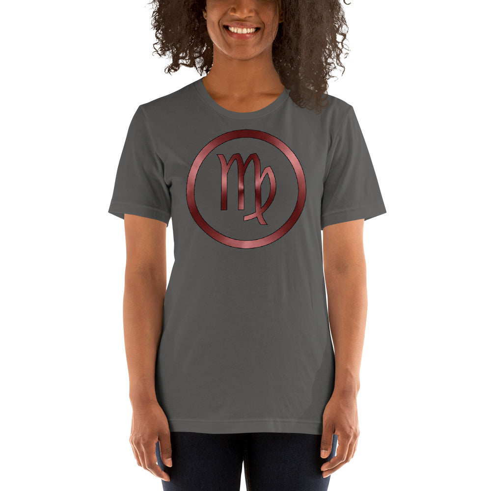 Metallic Zodiac Circle - Crimson Virgo - Short-sleeve unisex t-shirt