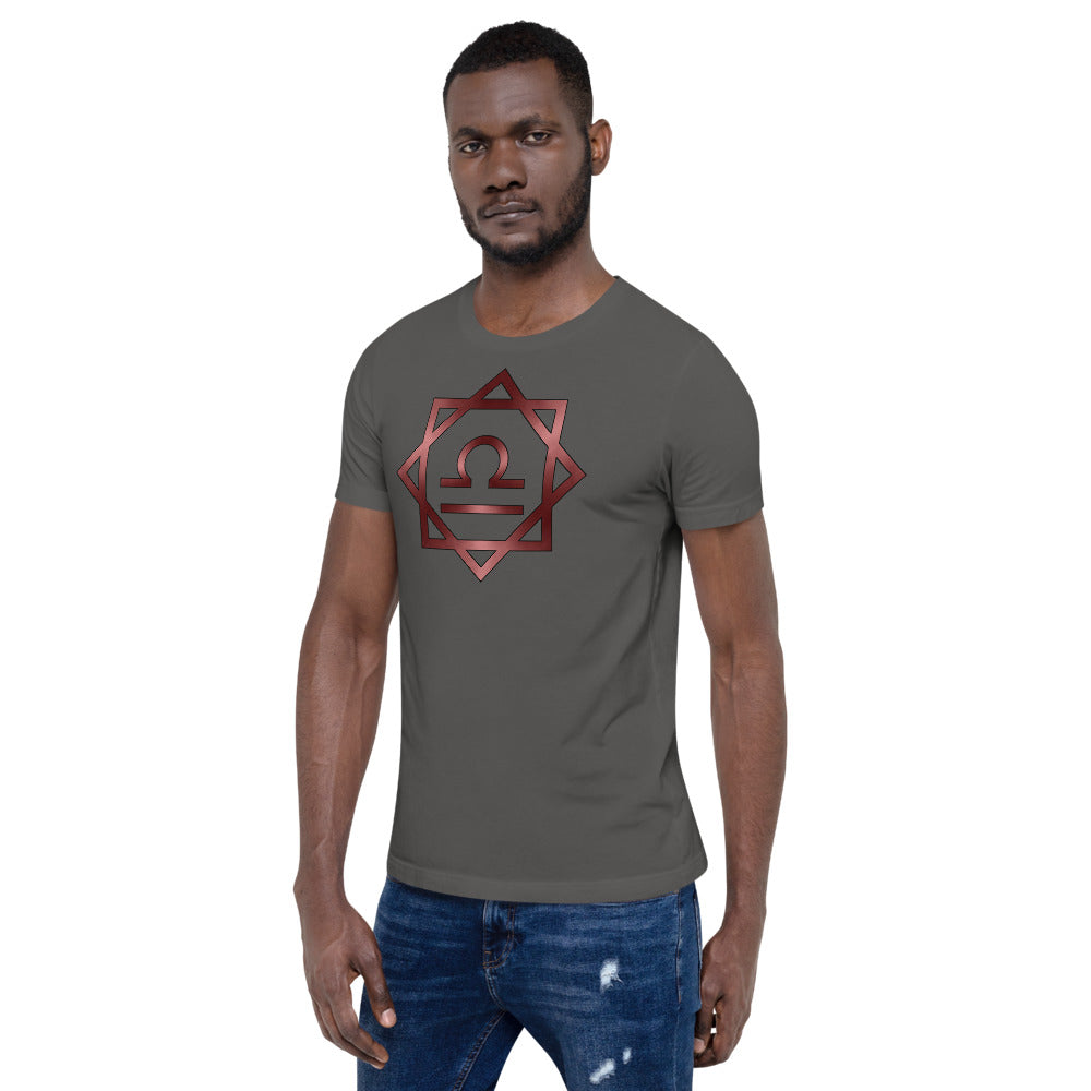 Metallic Zodiac Double-Box - Crimson Libra - Short-sleeve unisex t-shirt