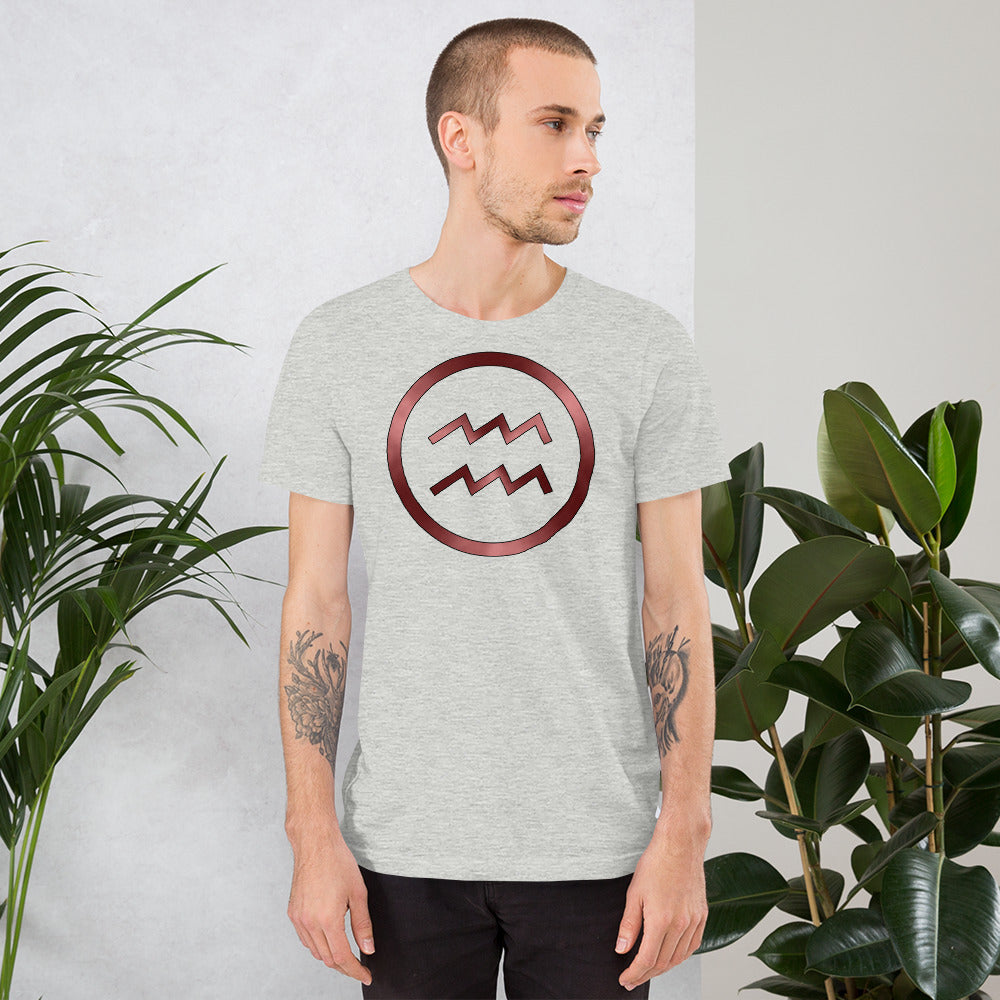 Metallic Zodiac Circle - Crimson Aquarius - Short-sleeve unisex t-shirt