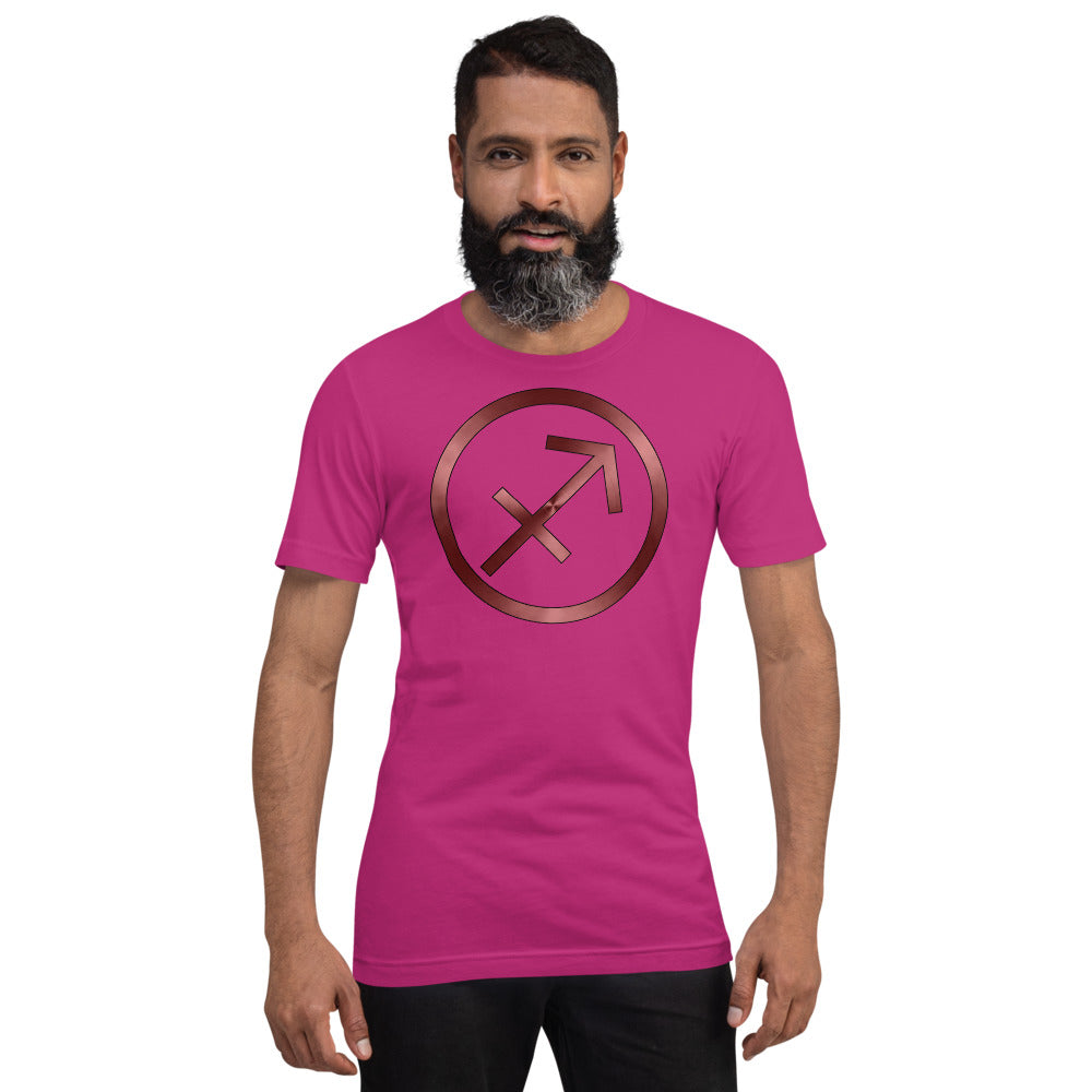 Metallic Zodiac Circle - Crimson Sagittarius - Short-sleeve unisex t-shirt