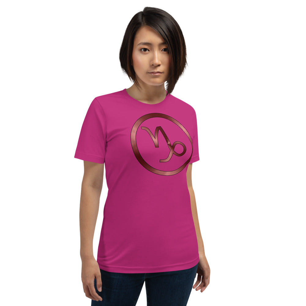 Metallic Zodiac Circle - Crimson Capricorn - Short-sleeve unisex t-shirt