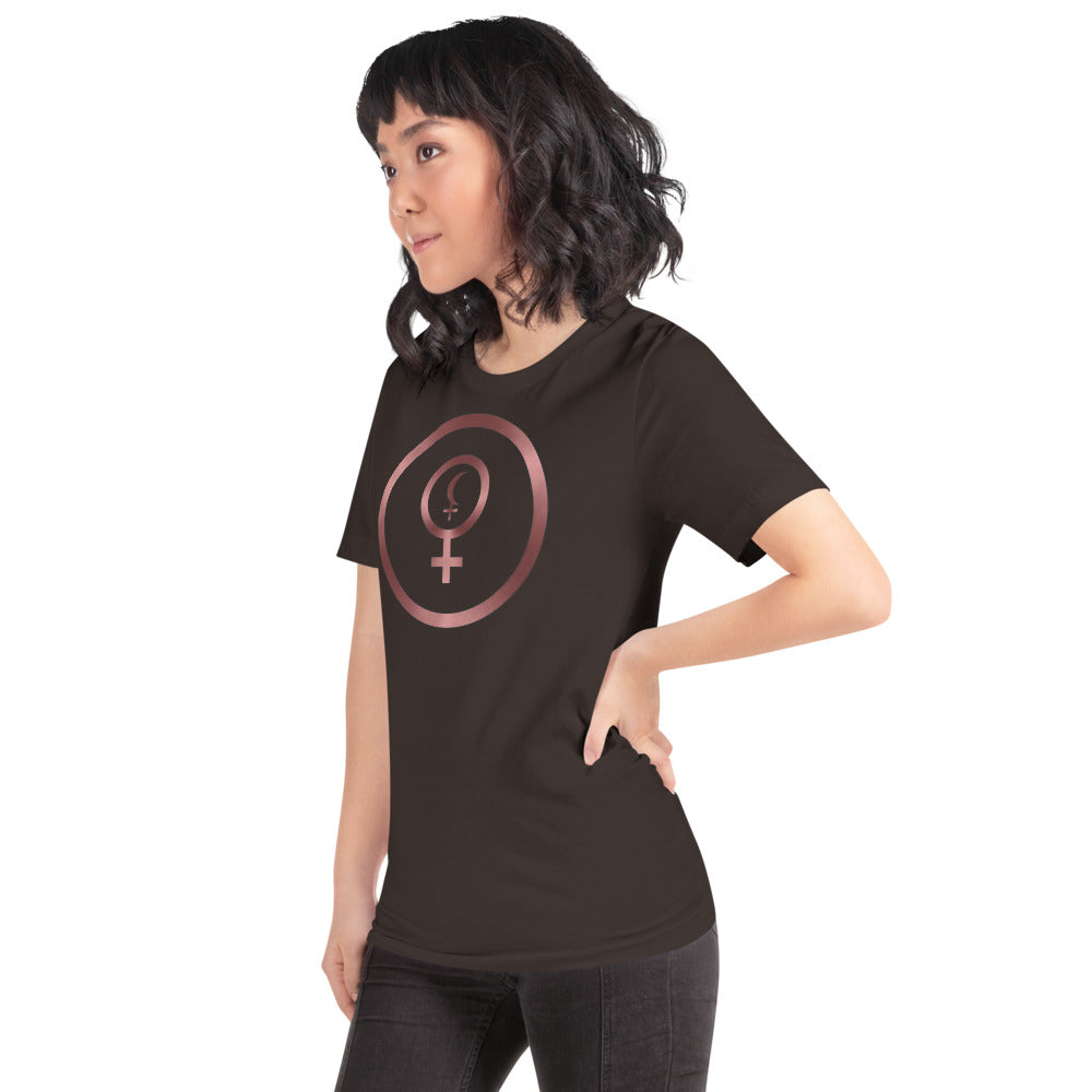 Metallic Zodiac Circle - Crimson Divine Feminine - Short-sleeve unisex t-shirt