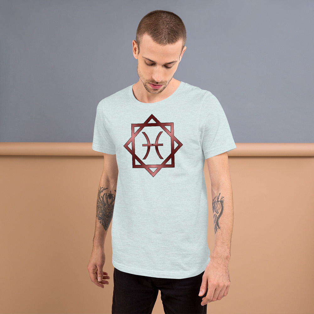 Metallic Zodiac Double-Box - Crimson Pisces - Short-sleeve unisex t-shirt