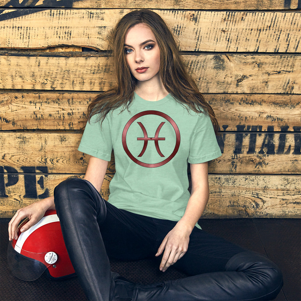 Metallic Zodiac Circle - Crimson Pisces - Short-sleeve unisex t-shirt