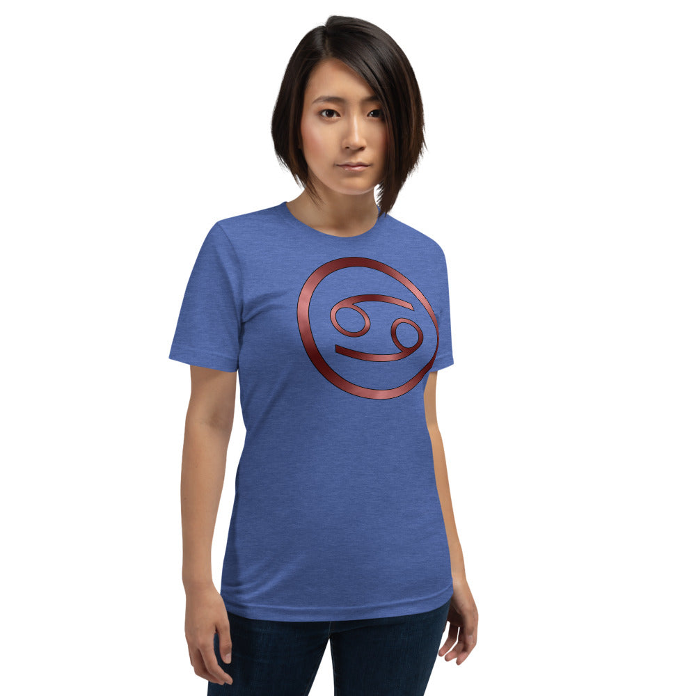 Metallic Zodiac Circle - Crimson Cancer - Short-sleeve unisex t-shirt