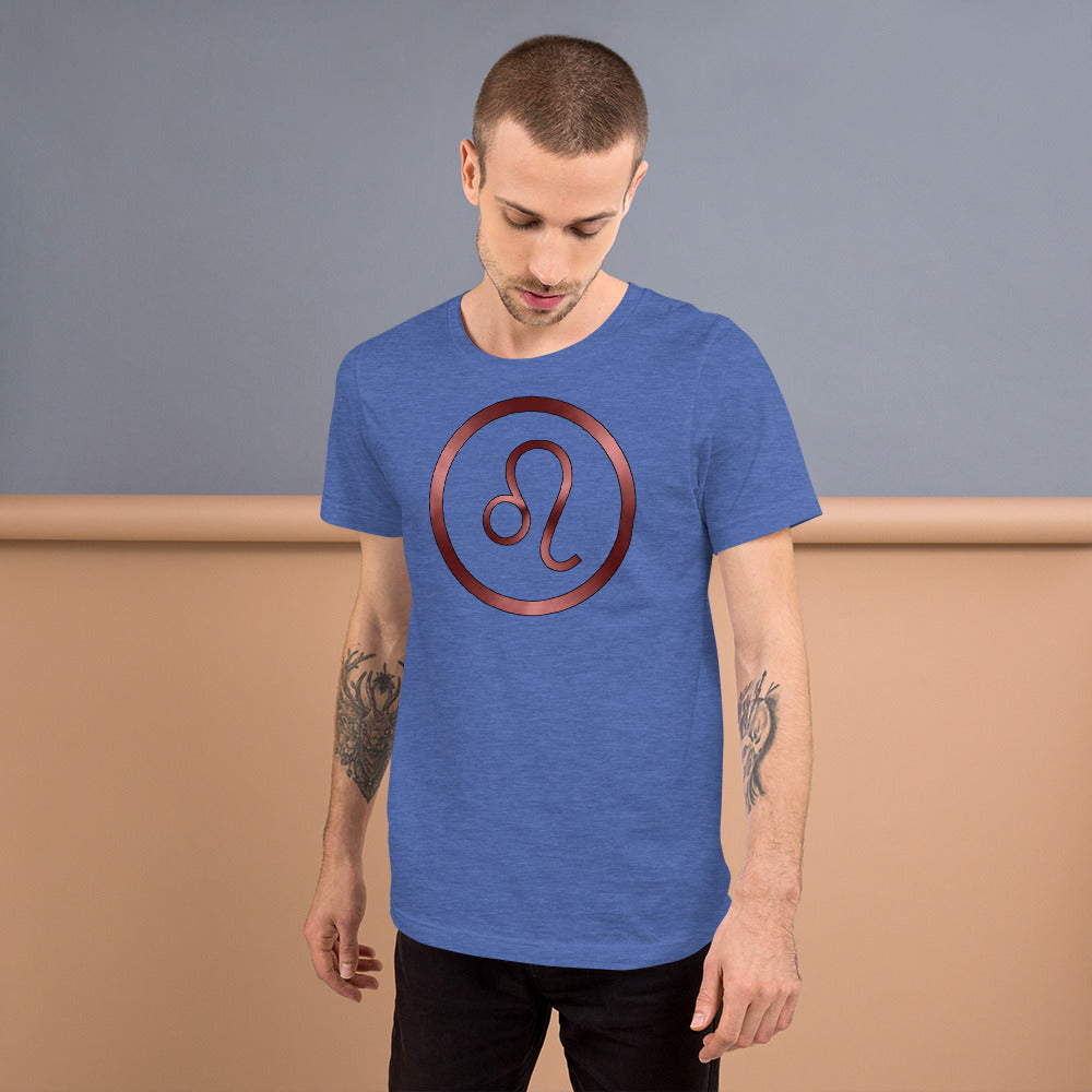 Metallic Zodiac Circle - Crimson Leo - Short-sleeve unisex t-shirt