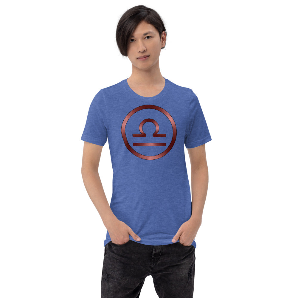 Metallic Zodiac Circle - Crimson Libra - Short-sleeve unisex t-shirt