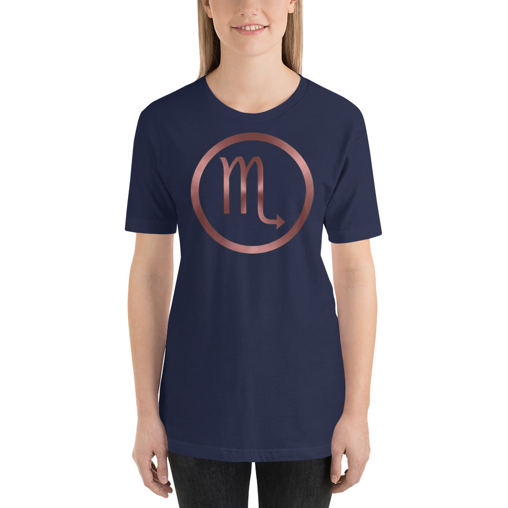 Metallic Zodiac Circle - Crimson Scorpio - Short-sleeve unisex t-shirt