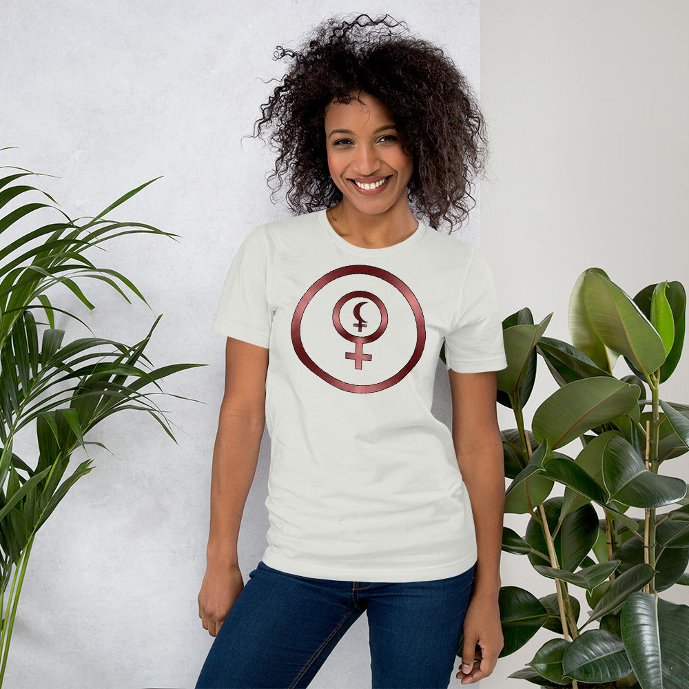 Metallic Zodiac Circle - Crimson Divine Feminine - Short-sleeve unisex t-shirt