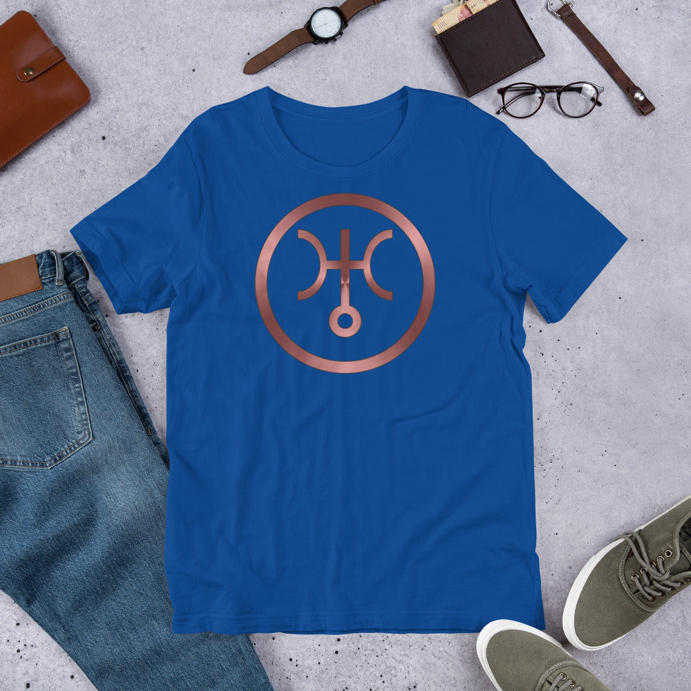 Metallic Zodiac Circle - Crimson Uranus - Short-sleeve unisex t-shirt