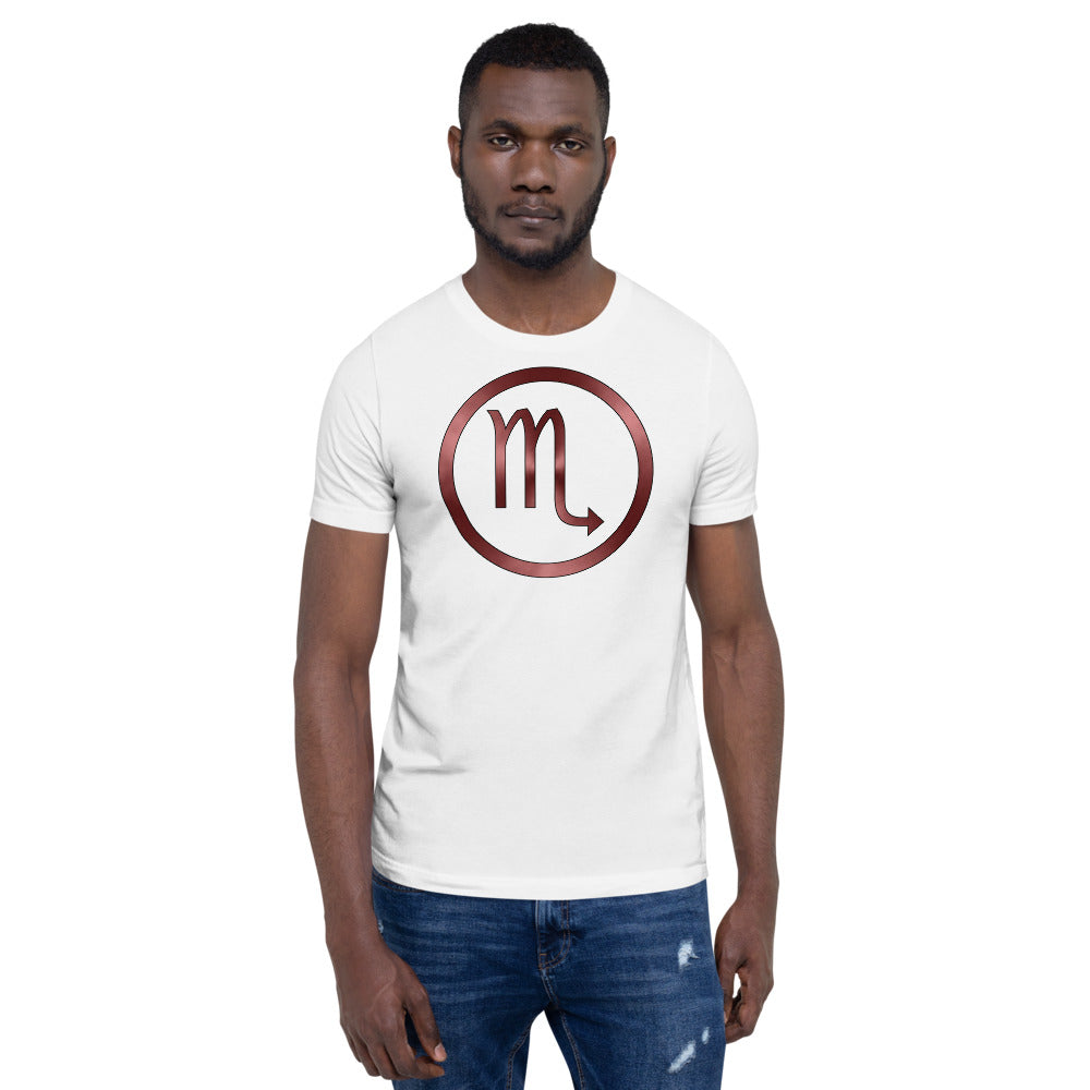Metallic Zodiac Circle - Crimson Scorpio - Short-sleeve unisex t-shirt