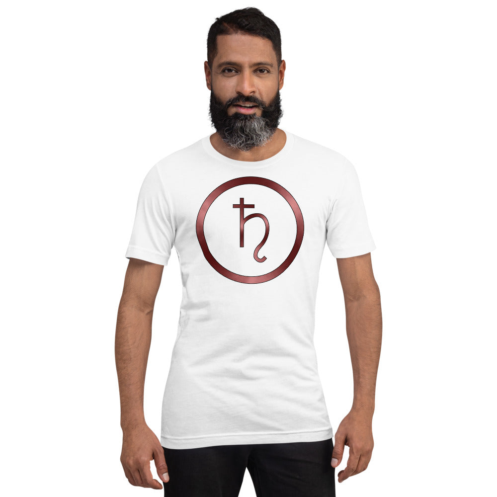 Metallic Zodiac Circle - Crimson Saturn - Short-sleeve unisex t-shirt