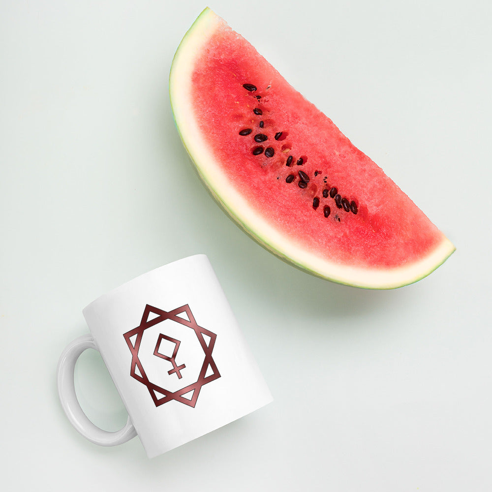 Metallic Zodiac Double-Box - Crimson Pallas - White glossy mug