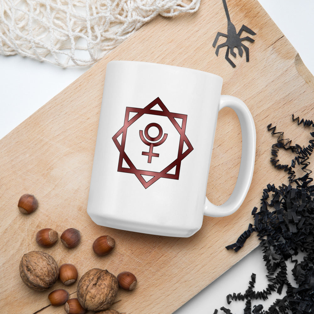 Metallic Zodiac Double-Box - Crimson Pluto - White glossy mug