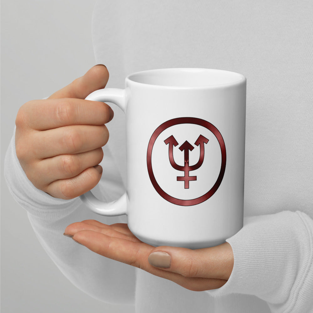 Metallic Zodiac Circle - Crimson Neptune - White glossy mug